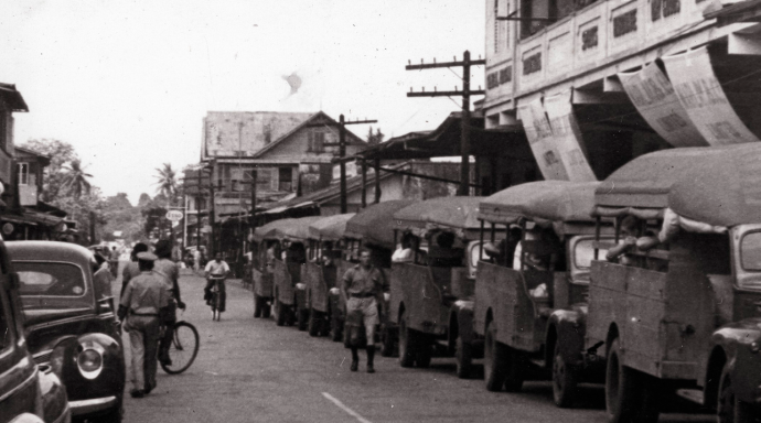 British and American servicemen in Port-of-Spain during World War II.