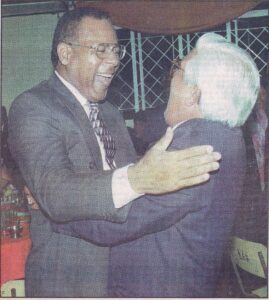 Trinidad’s most famous political opponents, Patrick Manning and Basdeo Panday, enjoying each other’s company.